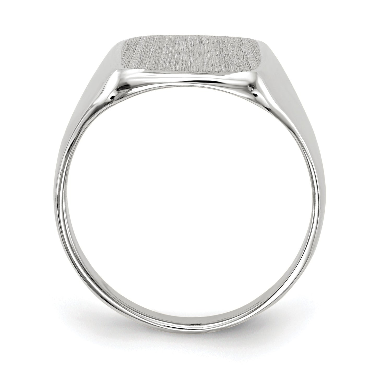 14k White Gold 10.5x11.0mm Cushion Closed Back Signet Ring