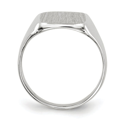 14k White Gold 10.5x11.0mm Cushion Closed Back Signet Ring