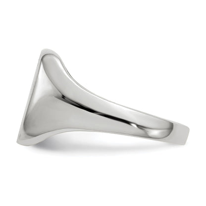 14k White Gold 10.5x11.0mm Cushion Closed Back Signet Ring