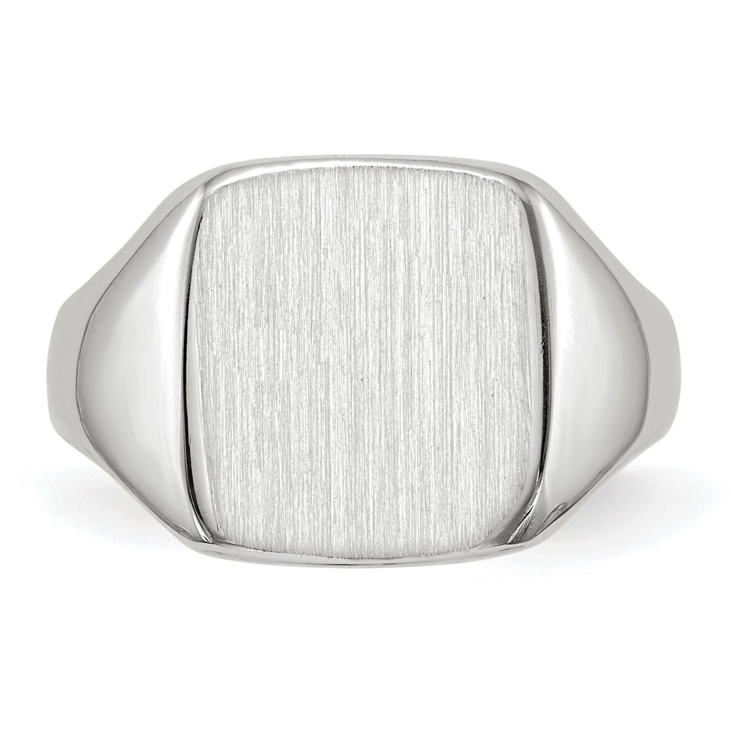 14k White Gold 10.5x11.0mm Cushion Closed Back Signet Ring