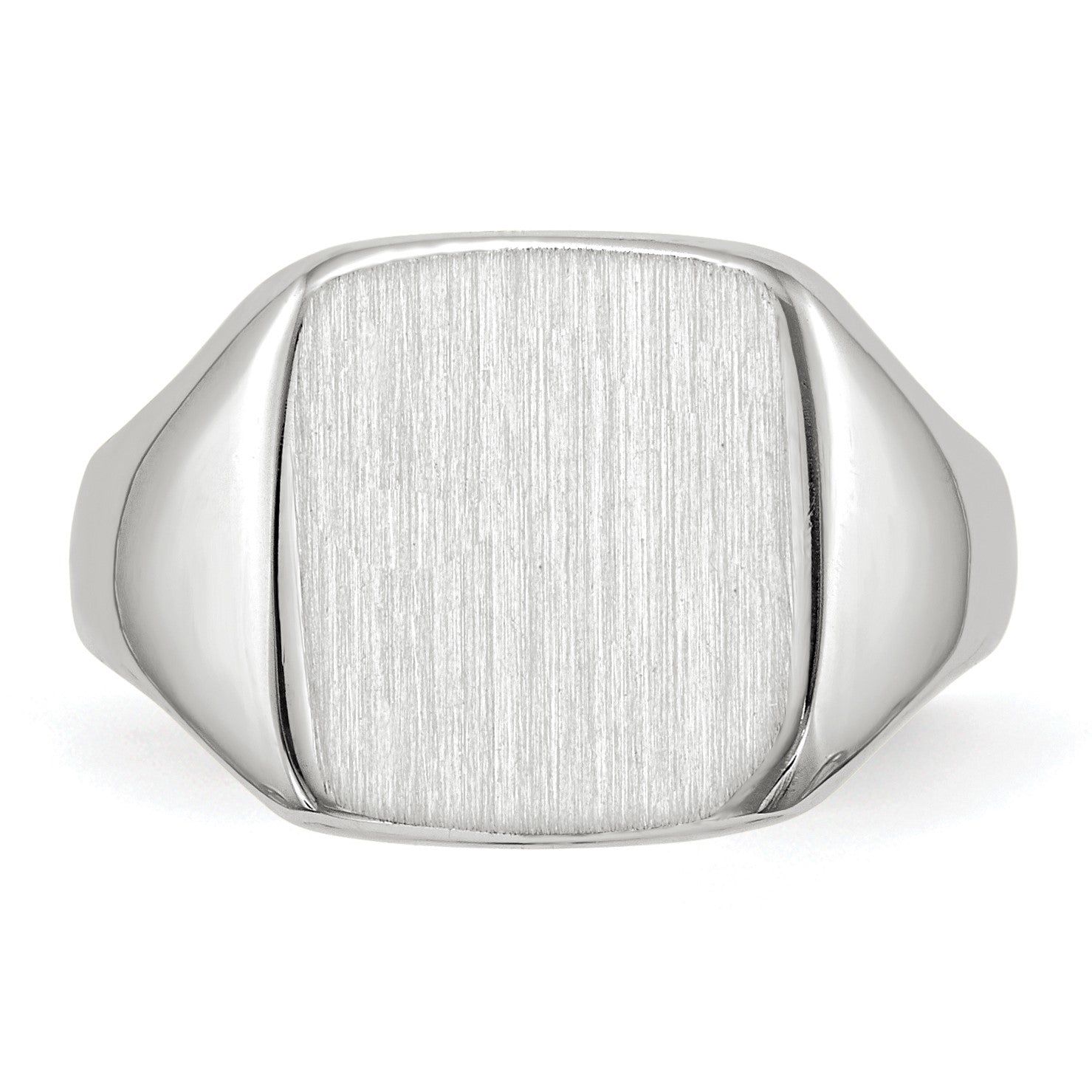 14k White Gold 10.5x11.0mm Cushion Closed Back Signet Ring