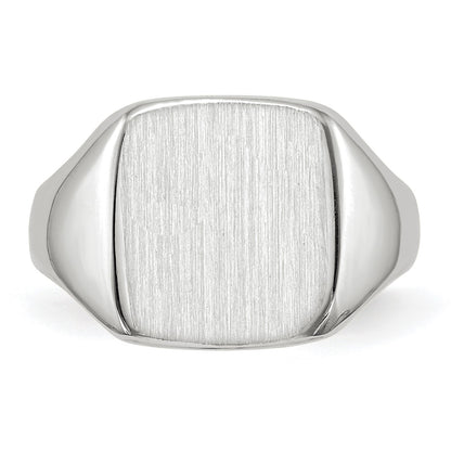 14k White Gold 10.5x11.0mm Cushion Closed Back Signet Ring