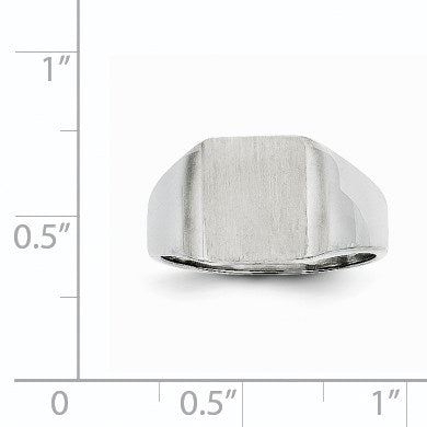 14k White Gold 10.5x11.0mm Cushion Closed Back Signet Ring