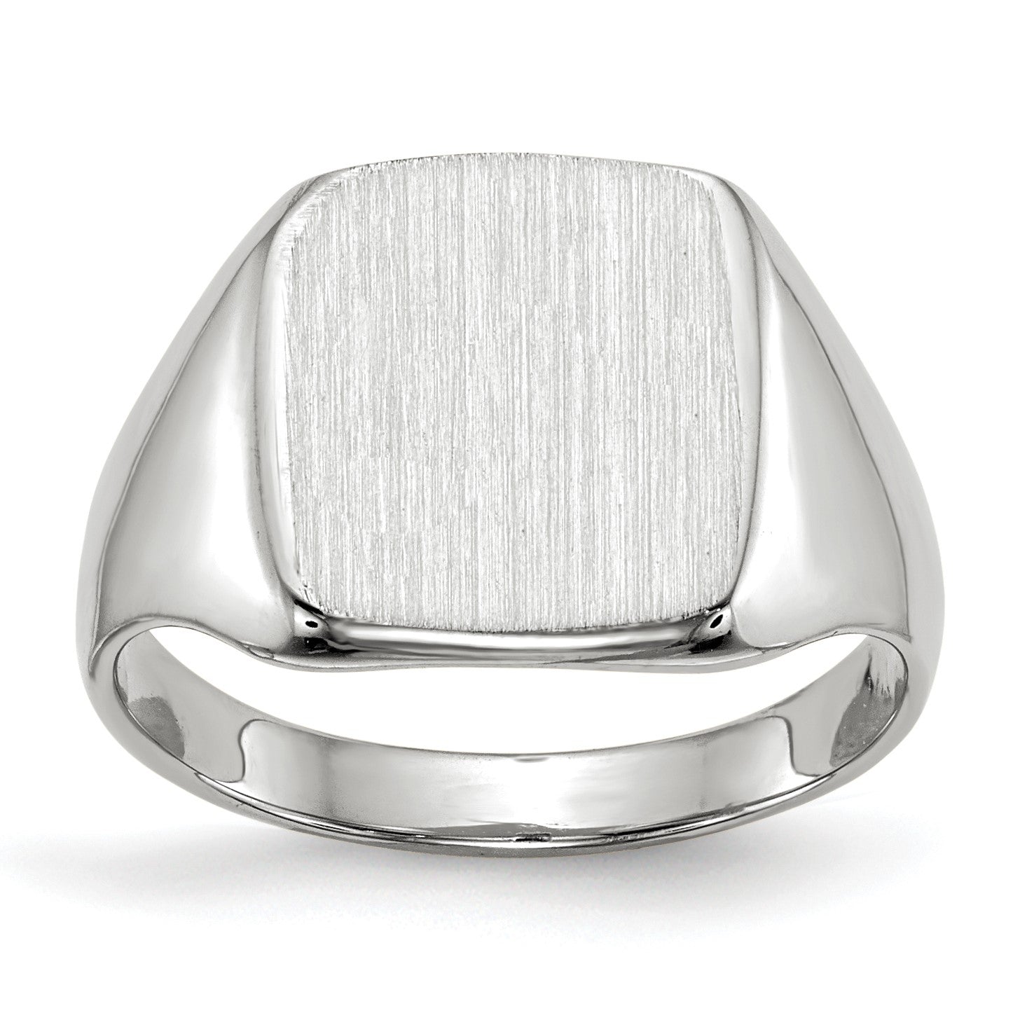 14k White Gold 10.5x11.0mm Cushion Closed Back Signet Ring
