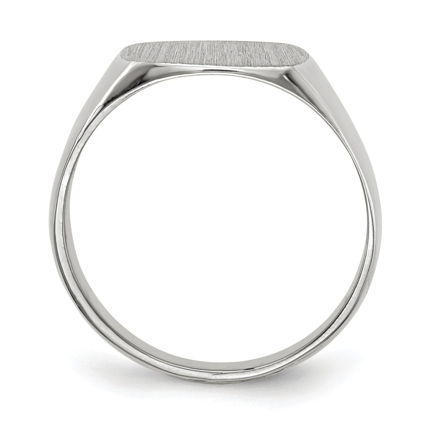 14k White Gold 12.5x12.5mm Cushion Closed Back Signet Ring