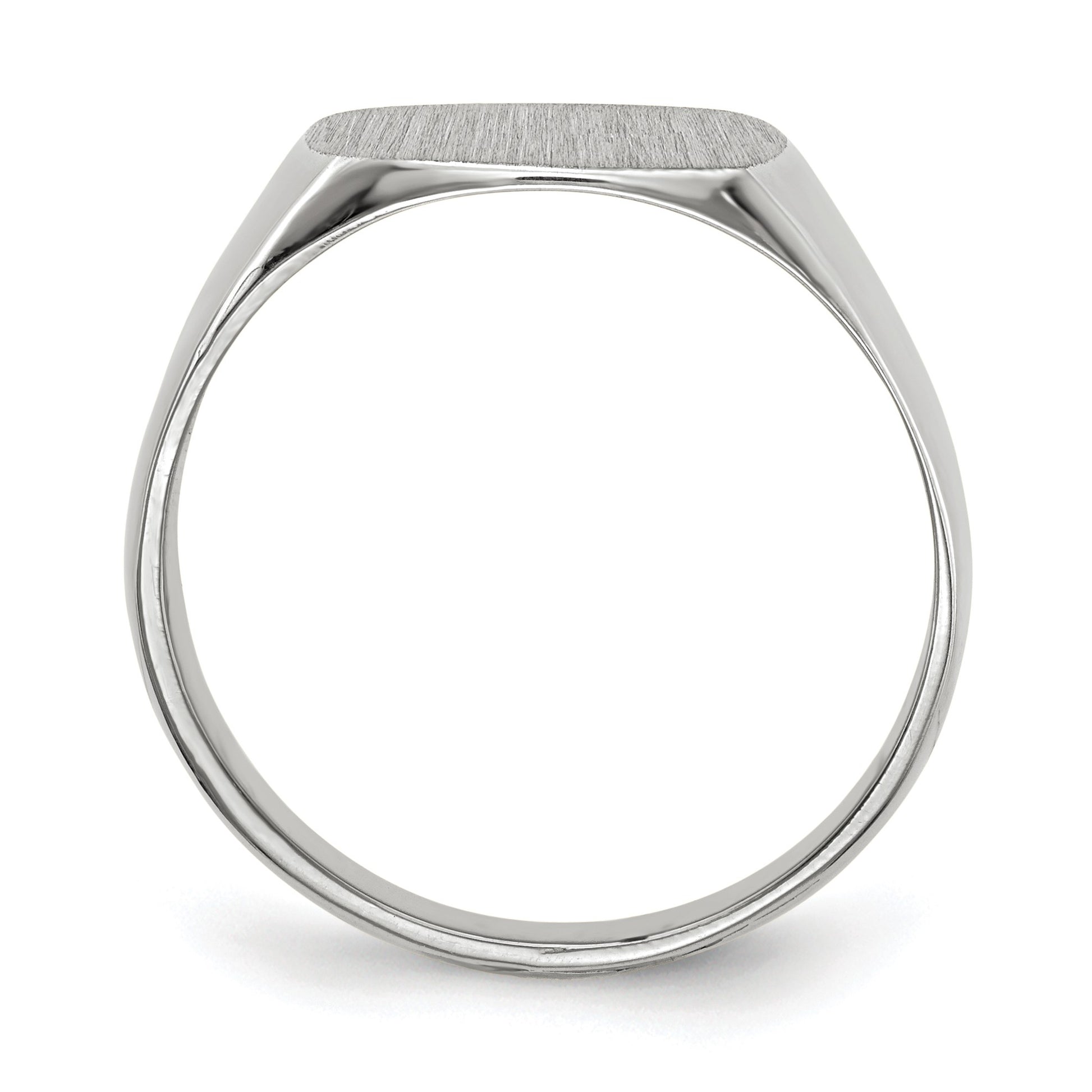 14k White Gold 12.5x12.5mm Cushion Closed Back Signet Ring