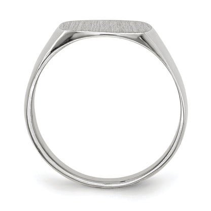 14k White Gold 12.5x12.5mm Cushion Closed Back Signet Ring