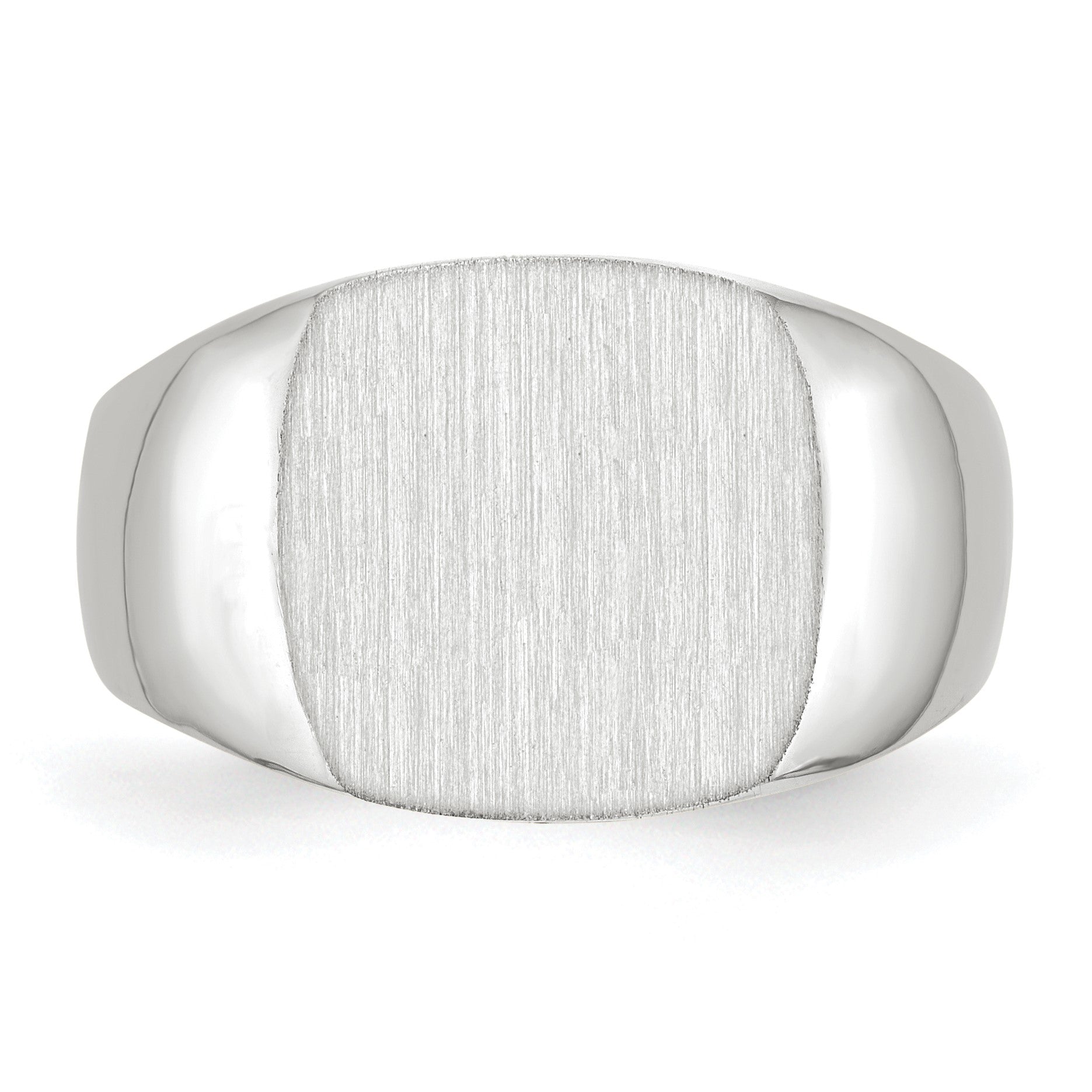 14k White Gold 12.5x12.5mm Cushion Closed Back Signet Ring
