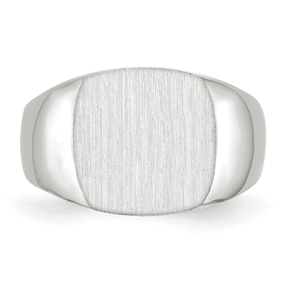 14k White Gold 12.5x12.5mm Cushion Closed Back Signet Ring