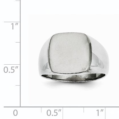 14k White Gold 12.5x12.5mm Cushion Closed Back Signet Ring