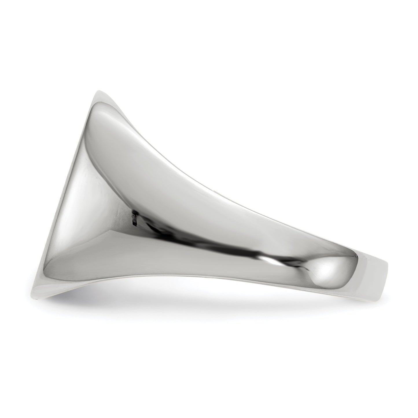 14k White Gold 13.5x14.5mm Cushion Closed Back Mens Signet Ring