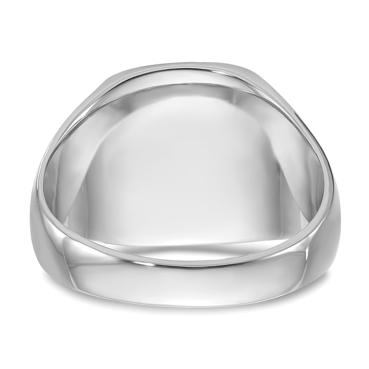14k White Gold 13.5x14.5mm Cushion Closed Back Mens Signet Ring