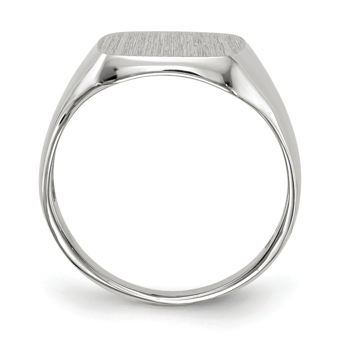 14k White Gold 10.5x11.0mm Cushion Open Back Signet Ring