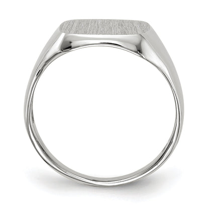 14k White Gold 10.5x11.0mm Cushion Open Back Signet Ring