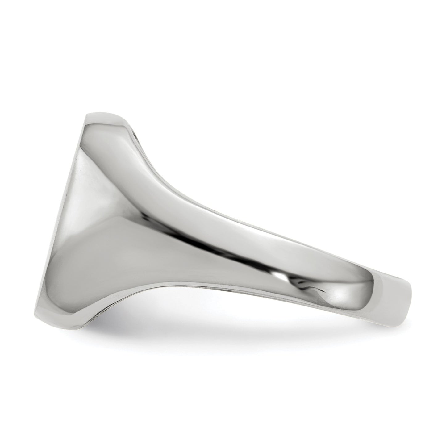14k White Gold 10.5x11.0mm Cushion Open Back Signet Ring