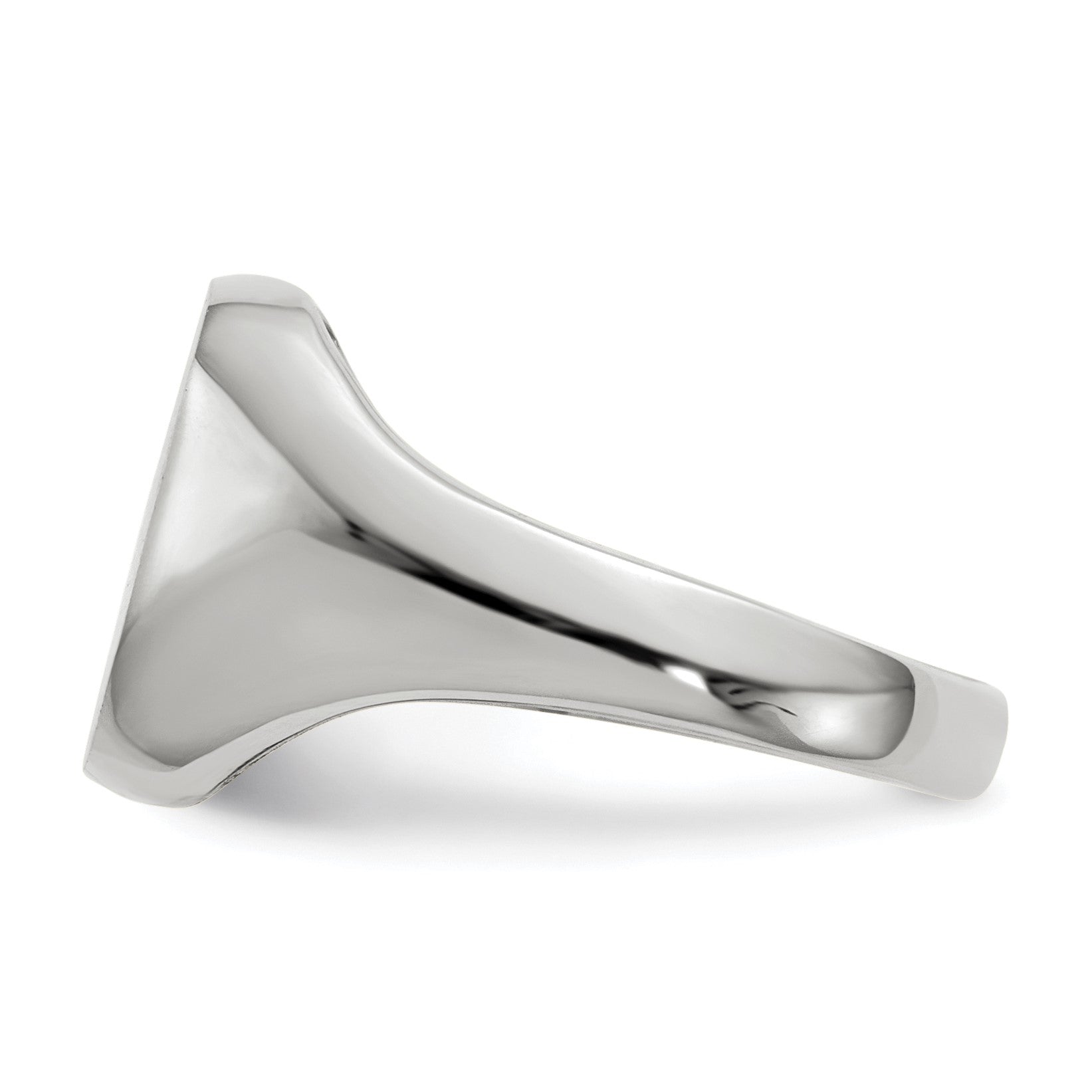 14k White Gold 10.5x11.0mm Cushion Open Back Signet Ring