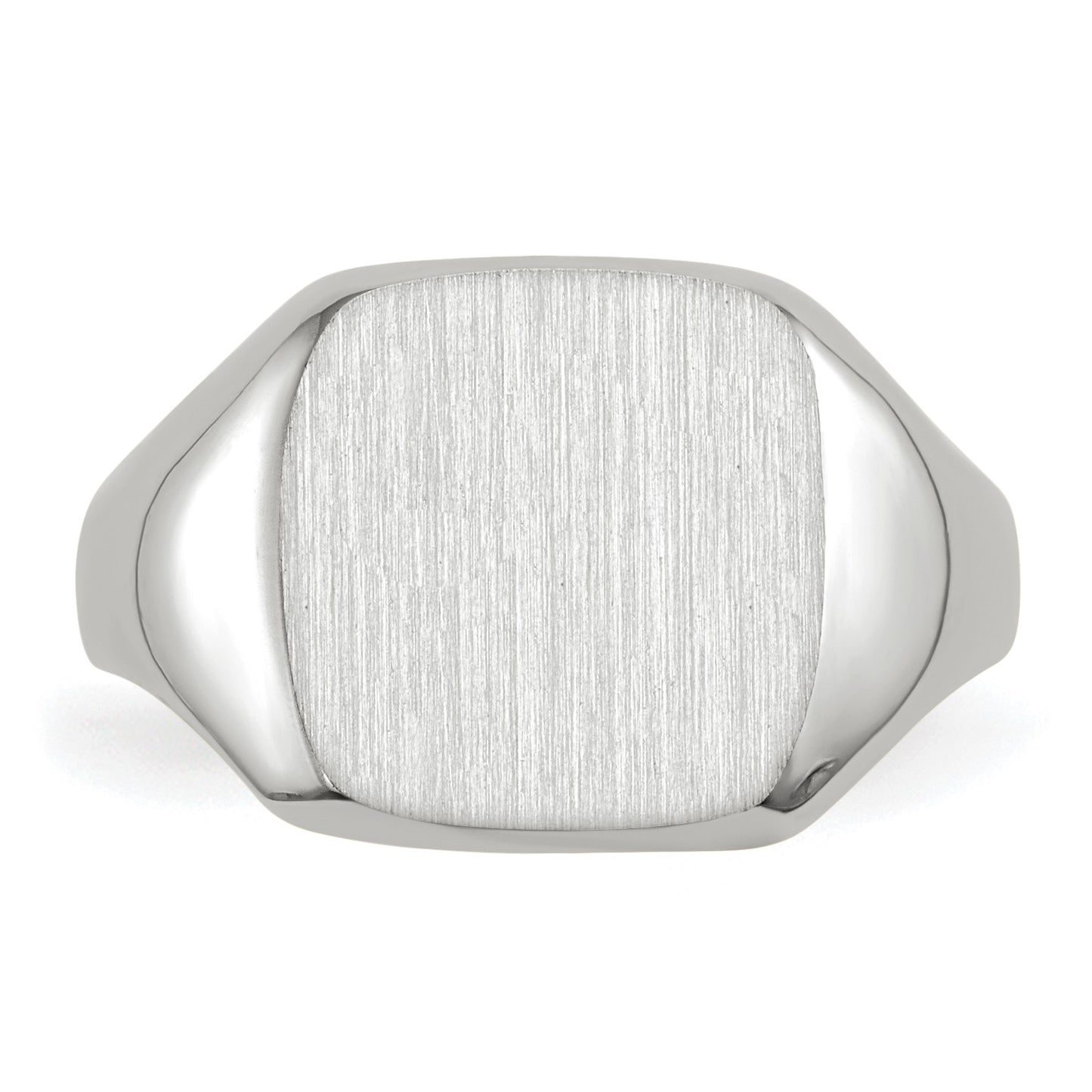 14k White Gold 10.5x11.0mm Cushion Open Back Signet Ring