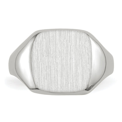 14k White Gold 10.5x11.0mm Cushion Open Back Signet Ring