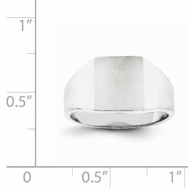 14k White Gold 10.5x11.0mm Cushion Open Back Signet Ring