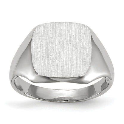 14k White Gold 10.5x11.0mm Cushion Open Back Signet Ring