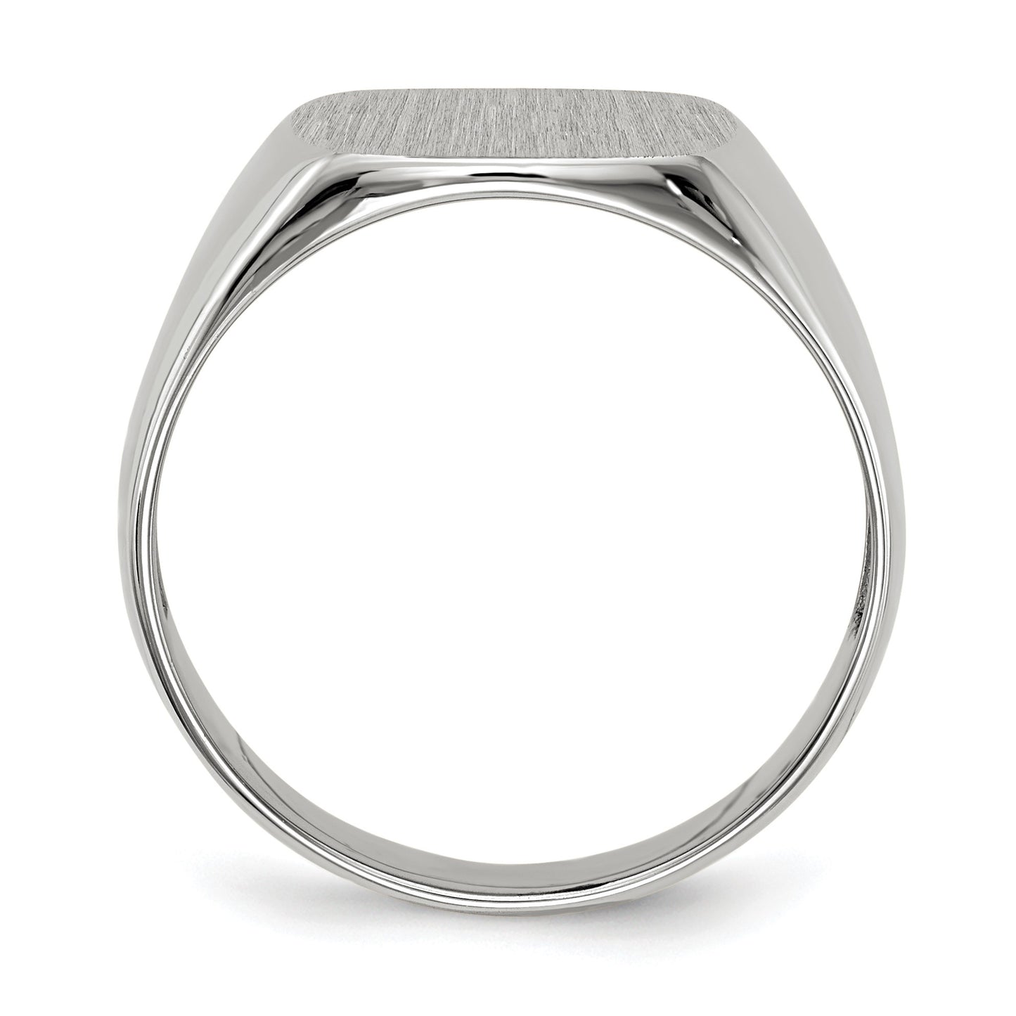 14k White Gold 12.5x12.5mm Cushion Open Back Signet Ring