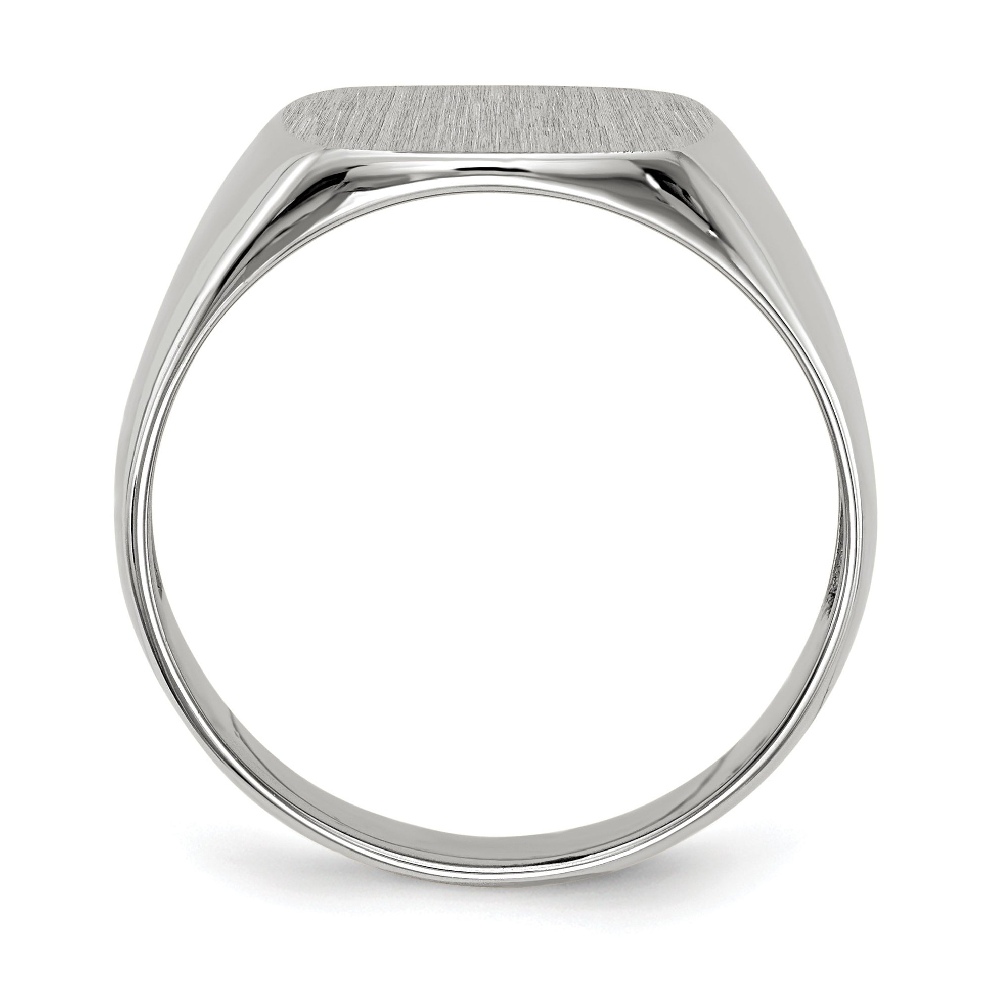 14k White Gold 12.5x12.5mm Cushion Open Back Signet Ring