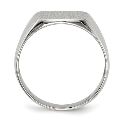 14k White Gold 12.5x12.5mm Cushion Open Back Signet Ring