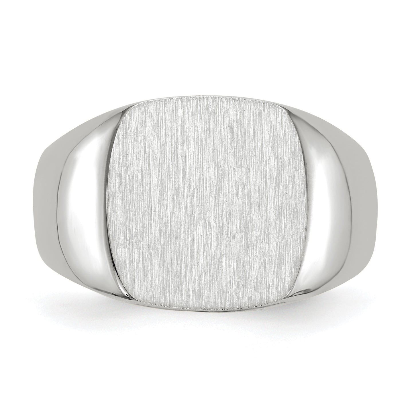 14k White Gold 12.5x12.5mm Cushion Open Back Signet Ring