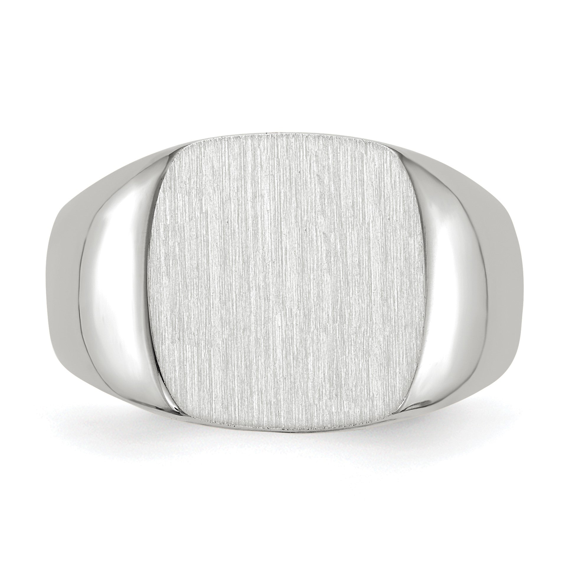 14k White Gold 12.5x12.5mm Cushion Open Back Signet Ring