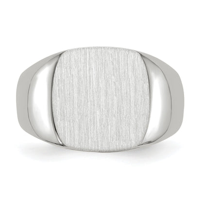 14k White Gold 12.5x12.5mm Cushion Open Back Signet Ring