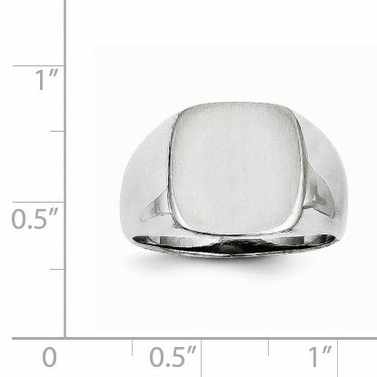 14k White Gold 12.5x12.5mm Cushion Open Back Signet Ring