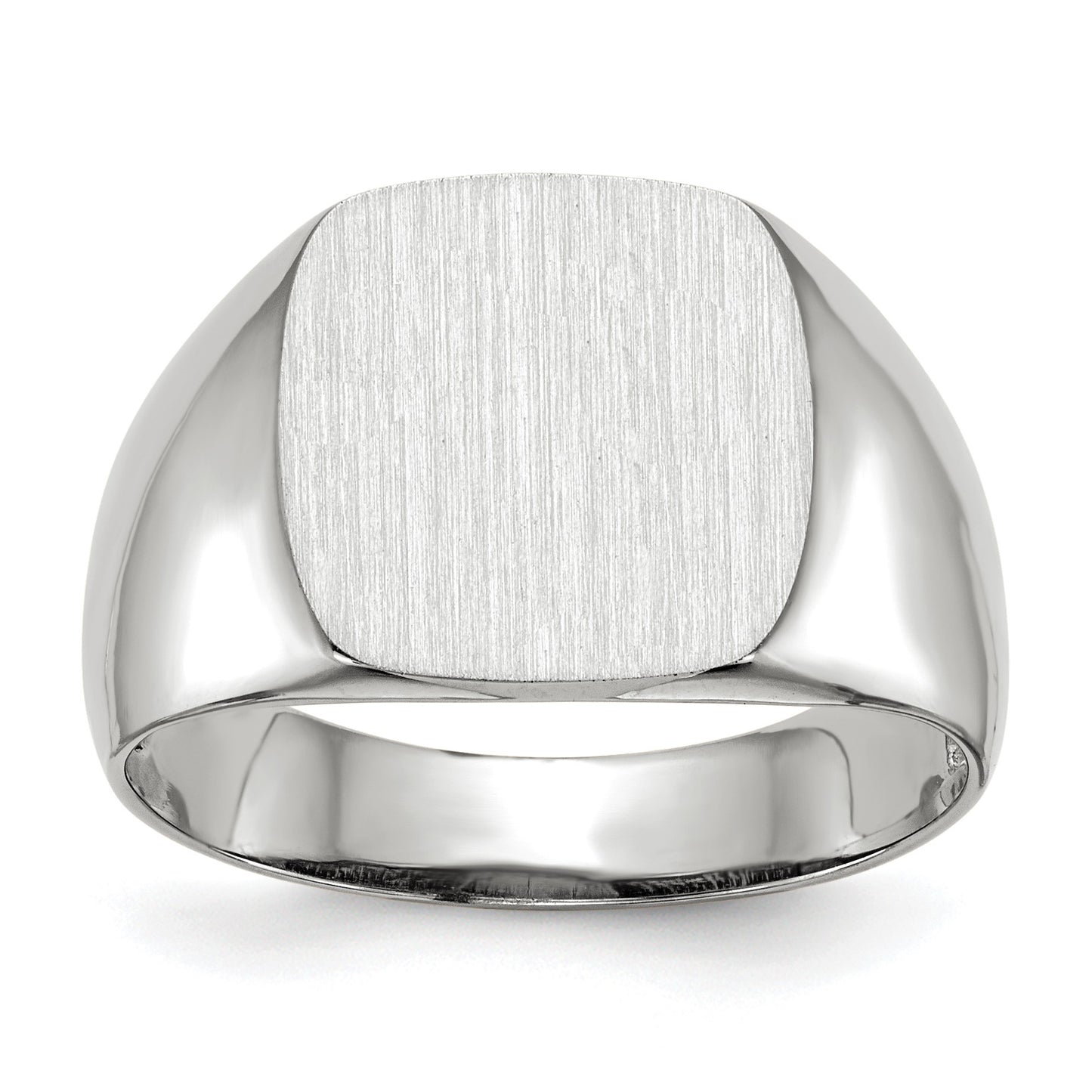14k White Gold 12.5x12.5mm Cushion Open Back Signet Ring