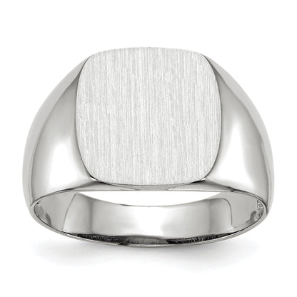 14k White Gold 12.5x12.5mm Cushion Open Back Signet Ring