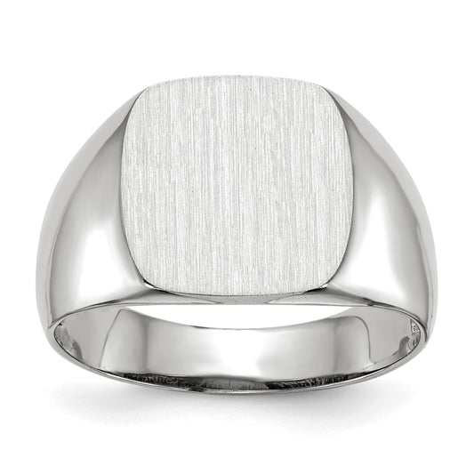 14k White Gold 12.5x12.5mm Cushion Open Back Signet Ring
