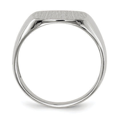 14k White Gold 13.5x14.5mm Cushion Open Back Mens Signet Ring