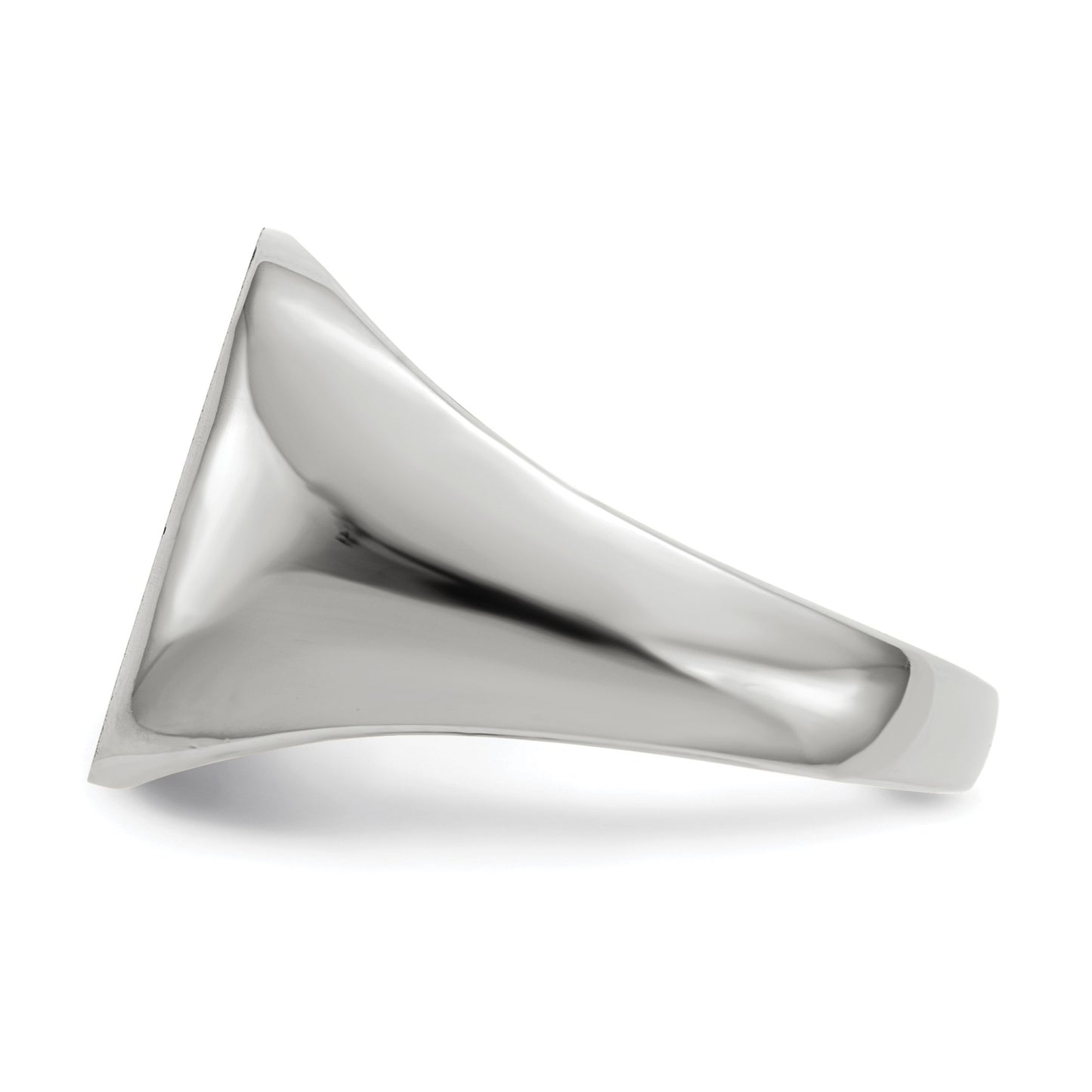 14k White Gold 13.5x14.5mm Cushion Open Back Mens Signet Ring