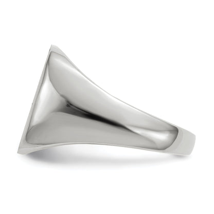 14k White Gold 13.5x14.5mm Cushion Open Back Mens Signet Ring