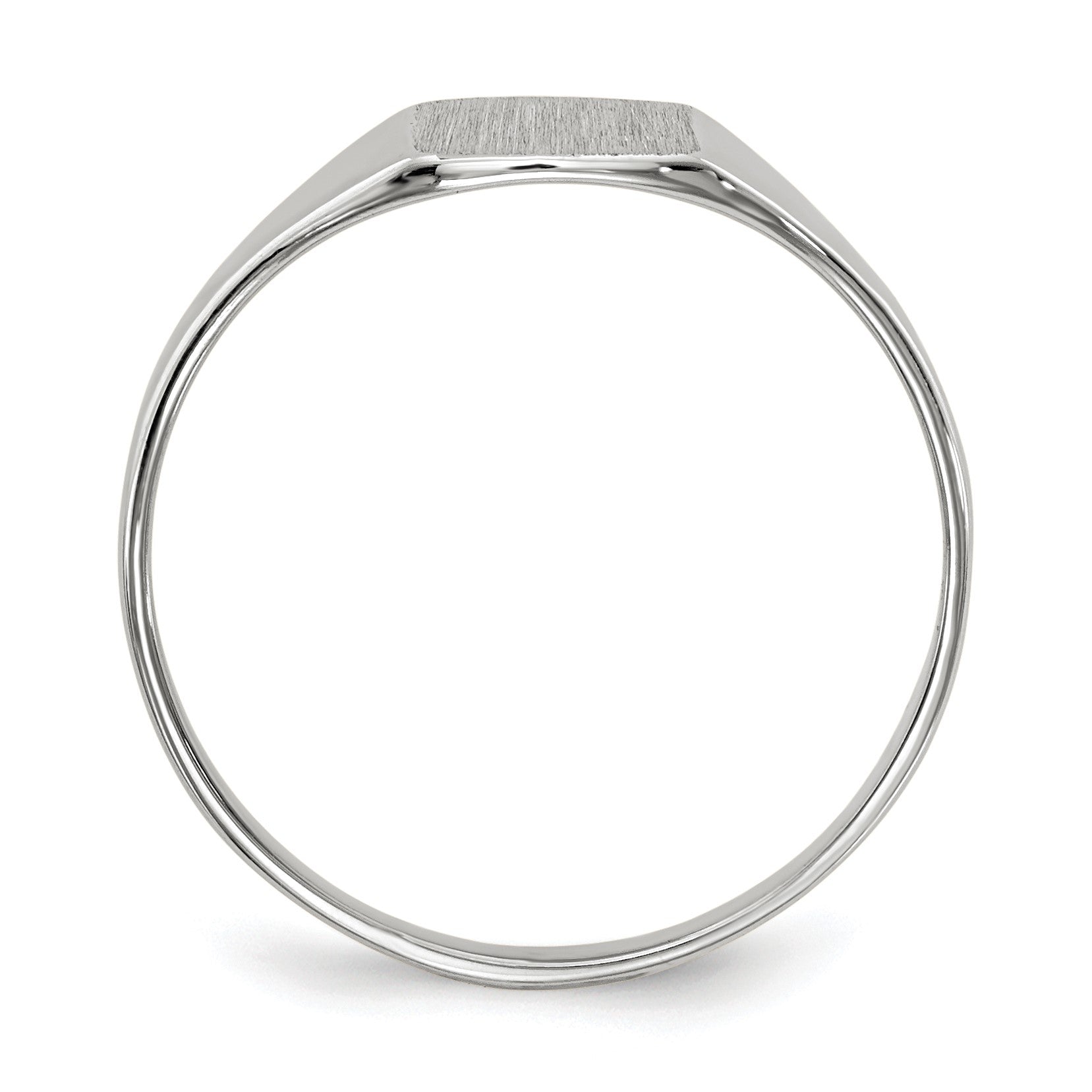 14k White Gold 7.0x8.5mm Cushion Closed Back Signet Ring