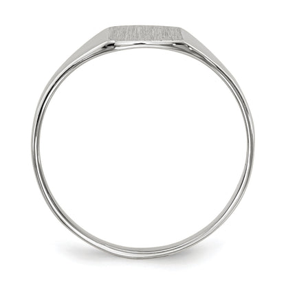 14k White Gold 7.0x8.5mm Cushion Closed Back Signet Ring