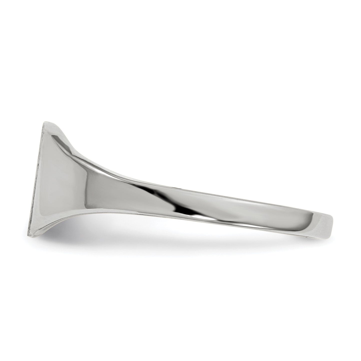 14k White Gold 7.0x8.5mm Cushion Closed Back Signet Ring