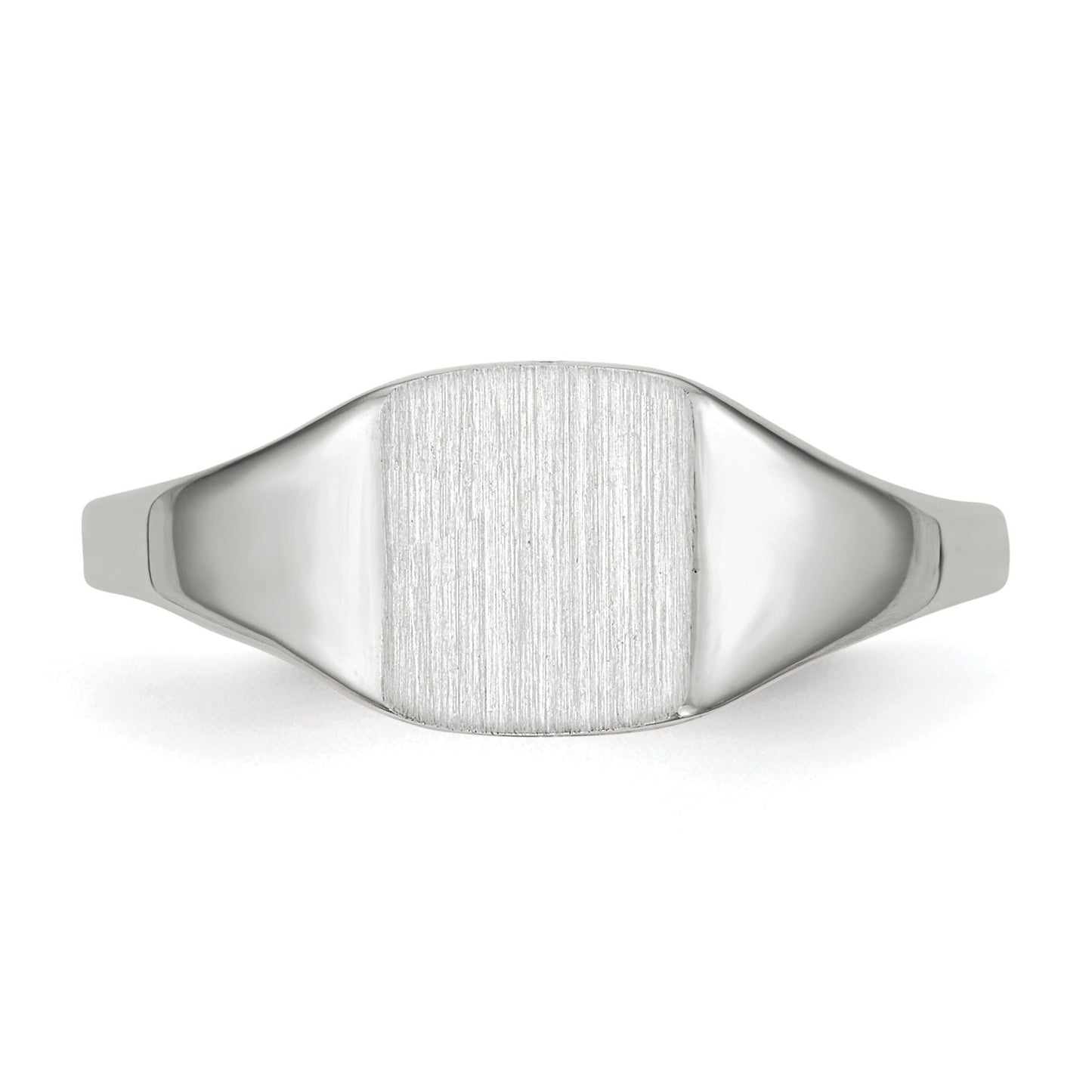 14k White Gold 7.0x8.5mm Cushion Closed Back Signet Ring