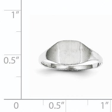 14k White Gold 7.0x8.5mm Cushion Closed Back Signet Ring