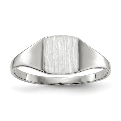 14k White Gold 7.0x8.5mm Cushion Closed Back Signet Ring