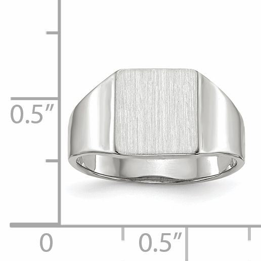 14k White Gold 8.5x9.5mm Square Closed Back Signet Ring