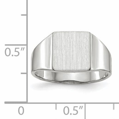 14k White Gold 8.5x9.5mm Square Closed Back Signet Ring