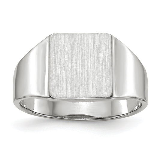 14k White Gold 8.5x9.5mm Square Closed Back Signet Ring