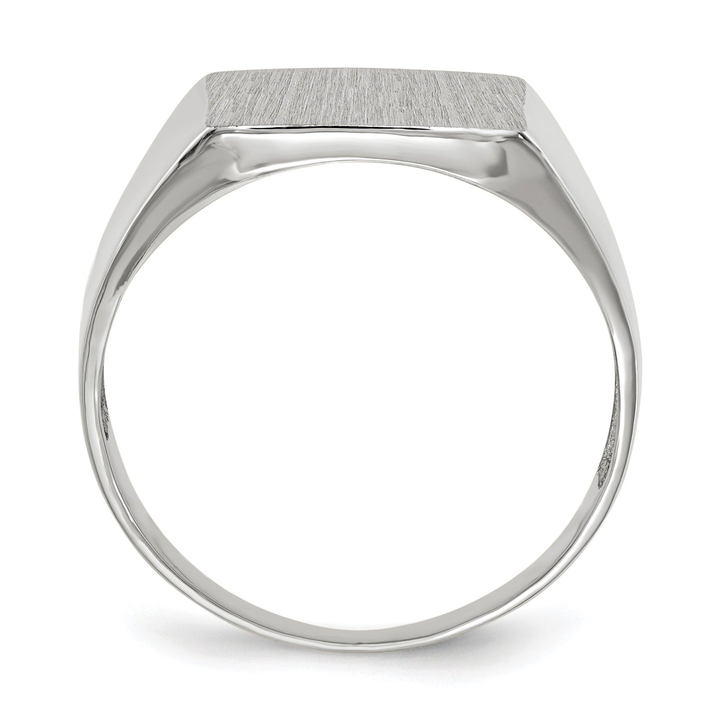 14k White Gold 13.0x13.0mm Square Closed Back Signet Ring