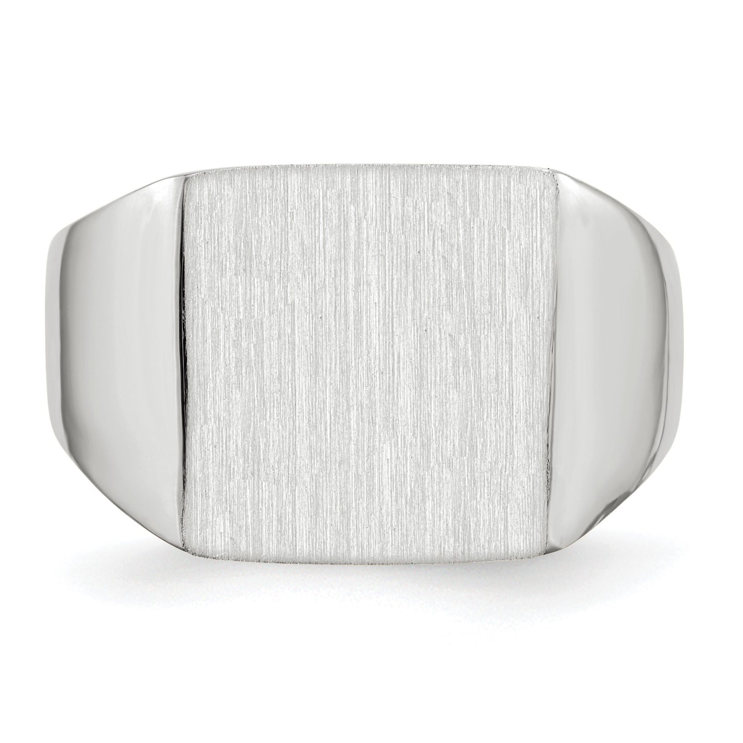 14k White Gold 13.0x13.0mm Square Closed Back Signet Ring