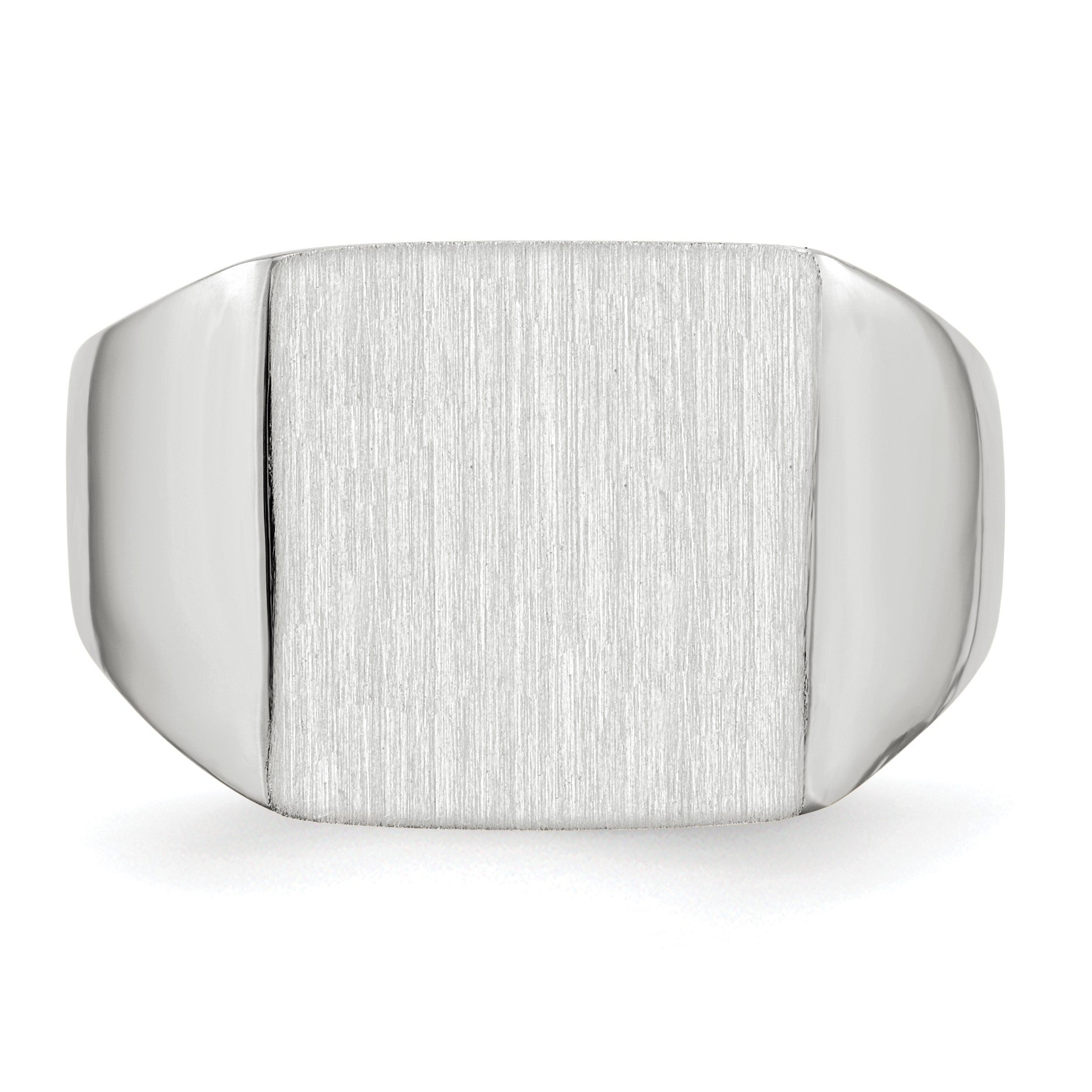 14k White Gold 13.0x13.0mm Square Closed Back Signet Ring