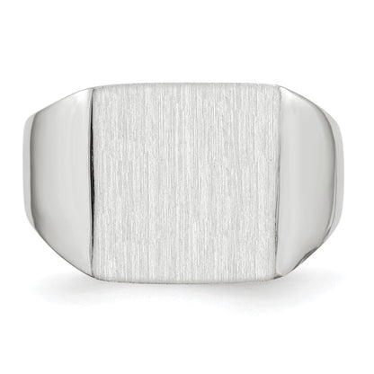 14k White Gold 13.0x13.0mm Square Closed Back Signet Ring